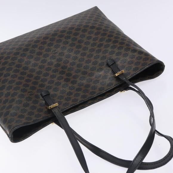 CELINE Macadam Canvas Tote Bag Pvc Leather Black Gold - Picture 6 of 12